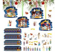MONCAP 32pz Presepe Kit Natale Nativitá Foglio Artigianale per Bambini Natale Gesù Natività con Adesivi Della Natività-per Bambini Artigianato Natalizio Cartoline Biglietti Regalini Decorazioni Natale