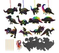 MONCAP 48pz Scratch Art Dinosauri Scratch Art Artigianato Scratch Art Gratta Bambini Lavoretti di dinosauro per Bambini Arcobaleno da Grattare Dinosauri-per DIY Regalo Artistici Decorazioni Riempitivo