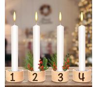 MONCAP 4pz Portacandele per Corona d'Avvento Natale Portacandele Natalizio Centrotavola Portacandele Decorativo per Natale Portacandele Legno Natale per Centrotavola Addobbi Natalizio Matrimonio