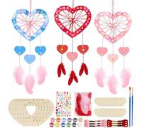 MONCAP 6 Kit Acchiappasogni Fai Da Te Kit Acchiappasogni a Cuore in Legno Kit acchiappasogni Fai Da Te Bambini Kit di Pittura per Bambini Lavoretti Creativi per Bambini Legno-per DIY Attività Creative