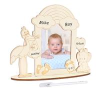 MONCAP Incinta Mamma Cornice in Legno Cornice Nascita Cornice per Certificato di Nascita del Bambino Idee Regalo per Donne Incinta Cornice Foto Creativo Bambina Cornice-per Battesimo Baby Shower