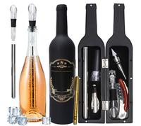 MONCAP Set di Accessori per Apribottiglie di Vino Kit di Accessori da Vino a Forma di Bottiglia di Vino-Tappo Versatore Pompa Vuoto per Vino Cavatappi Refrigeratore per Bottiglie Vino-per Idea Regalo