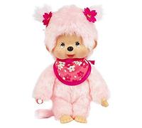 Monchhichi Bandai Peluche Pinky Sakura Rosa - Peluche Scimmietta Iconica degli Anni '80 - Morbidissima peluche 20 cm per bambini, adulti - Giocattolo per Bambini dai 2 anni in su - 24289