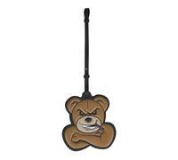 Moncler, ,Accessories ,Donna ,Marrone ,ONE SIZE Portachiavi in pelle con patch orso