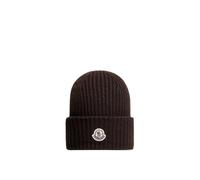 Moncler - Berretto con patch logo a coste - - Accessories - Uomo - Marrone - ONE SIZE