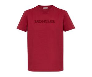 Moncler - Embroidered Logo T-shirt - - Tops - Donna - Rosso - XS