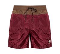 Moncler - Logo Patch Swim Shorts - - Swimwear - Uomo - Rosso - XL