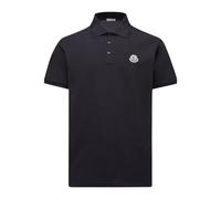 Moncler - Polo in Cotone Piqué con Logo Tricolore - - Tops - Uomo - Blu - S
