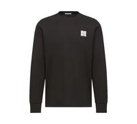 Moncler - T-shirt in cotone a maniche lunghe con logo patch - - Tops - Uomo - Nero - M