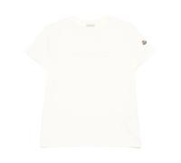Moncler - T-Shirt in Cotone con Logo Tonal Ricamato - - Tops - Donna - Bianco - L