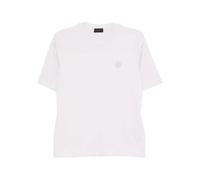 Moncler - T-shirt Rosa in Cotone con Logo Ricamato - - Tops - Donna - Rosa - S