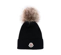 Moncler - Wool Beanie with Pom Pom - - Accessories - Donna - Blu - M