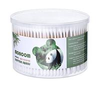 Moncom cotone tamponi 500 conteggio a doppia rotonda punte spessa rotonda biodegradabile e biologiche bastoncini di legno forti biologici.