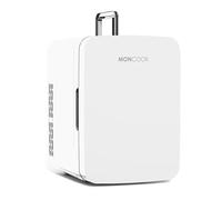 MONCOOK Mini Frigorifero - Piccolo, Portatile E Silenzioso - Minifrigo Con Porta In Vetro Per Cosmetici, Cibo E Bevande - Raffredda E Riscalda - Perfetto Per Casa, Ufficio O I Viaggi - 10L - Bianco