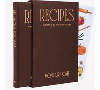 Moncur Home Libro di ricette per scrivere le proprie ricette, libro di ricette in lino marrone con 2 fogli di adesivi, ricettario per ricette, diario di ricette, diario di ricette, diario, regali per