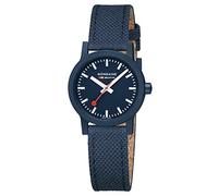 Mondaine Essence Watch | 32 mm | Tessuto riciclato blu oceano profondo con cuciture e fodera in sughero, blu oceano scuro, cinturino, Blu Oceano Scuro, Cinghia