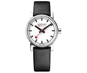 Mondaine Evo2 - Orologio con Cinturino Nero in Pelle per Donna, MSE.30110.LB, 30 MM.