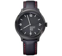 Mondaine Helvetica Bold, Orologio con Cinturino Nero e Rosso in Pelle per Uomo e Donna, MH1.B1221.LB, 43 MM.