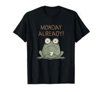 Monday già Rana con caffè Divertente Mattina Meme Design Maglietta
