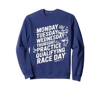 Monday Tuesday Wednesday Thursday Practice Qualifying Race Felpa, Unisex per Adulti, Navy, XL