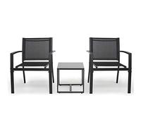 Mondeer 3 Set da Giardino in Tessuto di Textilene per Feste all'aperto,poltrone Alluminio for Balcone, Piscine, Feste, Set Giardino Tavolo e sedie (Abito a tre pezzi)