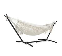 Mondeer Amaca per 2 Persone con Telaio, Amaca da Giardino Portatile con Telaio Separato, Amaca Doppia in Stile Bohémien con Telaio in Ferro Regolabile e Resistente per Terrazze, Patii e Giardini