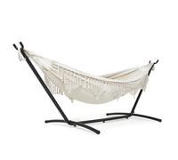 Mondeer Amaca per 2 Persone con Telaio, Amaca da Giardino Portatile con Telaio Separato, Amaca Doppia in Stile Bohémien con Telaio in Ferro Regolabile e Resistente per Terrazze, Patii e Giardini