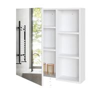 Mondeer Armadietto a Specchio, Vetro Legno ingegnerizzato, Bianco, 65 x 15 x 65 cm