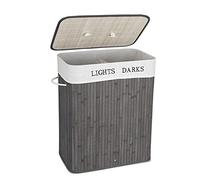 Mondeer Bambù Pieghevole Lavanderia Conservazione Bin, 100 Litro Capacità, Grigio