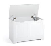 Mondeer Cassapanca, Panca Portaoggetti con Coperchio e 2 Cerniere di Sicurezza, Grande Capacità, Stile Moderno, per Corridoio Camera da Letto Bagno Soggiorno, 72 x 36 x 48 cm, Bianco