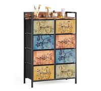 Mondeer Cassettiera con 8 cassetti, in stile vintage, motivo floreale, in metallo, per soggiorno, camera da letto, corridoio, 66,5 x 30 x 105,5 cm, marrone vintage