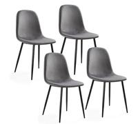 Mondeer Dining Chairs Set of 4 Set di 4 sedie da Pranzo, Tessuto in Velluto, Spugna ad Alta densità, Metallo, Grigio, 4 posti, 4 unità