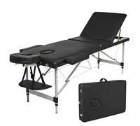 Mondeer Lettino da Massaggi 3 Zone Alluminio Portatile, Tavolo da Massaggio Letto Lettino Spa, Lettino Massaggi Professionale per Estetista e Fisioterapia (Nero)