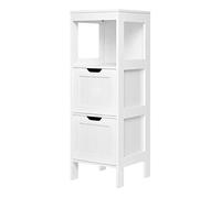 Mondeer Mobile Bagno, 2 Cassetti Regolabili Stile Moderno di Legno Utilizzato in Bagno Soggiorno Camera da Letto Cucina,Bianco