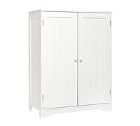 Mondeer Mobiletto Bagno, Mobiletto Bagno Salvaspazio con 2 Ripiano e 180° 2 Porta Moderna MDF Verniciato Bianco 60x30x80cm, per Scarpiera Madia Credenza