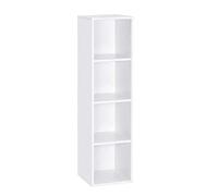 Mondeer Scaffale Aperto, Libreria Scaffale a 4 Ripiani, Stoccaggio in Legno, Scaffale a Quattro strani/Multistrato, Adatto per uffici, Studio, Soggiorno, Bianca