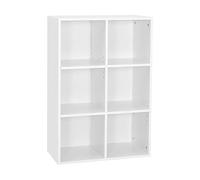 Mondeer Scaffale Aperto, Libreria Scaffale a 6 Griglie, Stoccaggio in Legno, Scaffale a Tre strani/Multistrato, Adatto per uffici, Studio, Soggiorno, Bianca