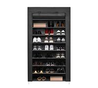 Mondeer Scarpiera in Tela 10 Ripiani Scarpiera in Piedi Copriscarpe Organizer per Scarpe Organizer per Scarpe da 45 Paia con Rivestimento Antipolvere Nero 88 x 28 x 160 cm