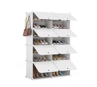 Mondeer Scarpiera modulare in plastica, organizer per scarpe a cubo, antipolvere e impermeabile, scarpiera impilabile a 8 strati per atrio, camera da letto, soggiorno, contiene 32 paia di scarpe,