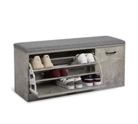 Mondeer Scarpiera Panca, Portascarpe con Cuscino Salvaspazio in Legno per Ingresso Corridoio, 100 x 30 x 46 cm (Grigio)