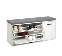 Mondeer Scarpiera Panca, Portascarpe con Cuscino Salvaspazio in Legno per Ingresso Corridoio, 100 x 30 x 46 cm (Bianco)