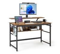 Mondeer Scrivania per Computer, Legno ingegnerizzato Metallo, Marrone rustico, 120 x 60 x 90 cm