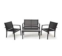Mondeer Set di 4 mobili da Giardino, Legato Lega di Acciaio textilene, Nero, W107 x D63 x H77.5 cm