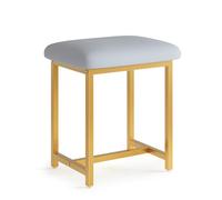 Mondeer Sgabello da toeletta con gambe dorate, sgabello bianco morbido imbottito per camera da letto, stile moderno, 41 x 30 x 45 cm
