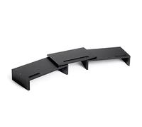Mondeer Supporto per Doppio Monitor, Supporto per Monitor da Tavolo con 3 Slots e Gestione dei Cavi, Lunghezza e Angolo di Rotazione Regolabili, per Computer Laptop PC Stampanti, Nero