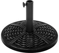 Mondeer Supporto per ombrellone, in plastica, 12 kg, Effetto Rattan, 38-48 mm, Rotondo, Nero
