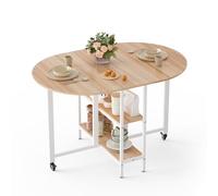 Mondeer Folding Dining Table Tavolo da Pranzo Pieghevole Mobile, Pannello truciolare E1 Struttura in Ferro, Rovere e Bianco, 120 x 80 x 75 cm