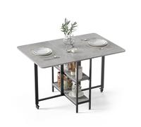 Mondeer Folding Dining Table Tavolo da Pranzo Pieghevole Mobile, Pannello truciolare E1 Struttura in Ferro, Grigio, 120 cm