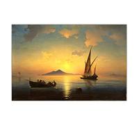 Mondi Art Store Ivan Aivazovsky. Il Golfo di Napoli. Quadro su Tela Riproduzione Famosa. Quadro su Tela Poster di opere d'arte. Per la casa Decor-75x50cm No Frame
