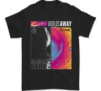 Mondi Away Nero Foro Spazio Pianeti Universo T-Shirt 100% Cotone